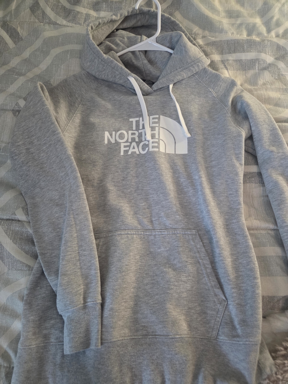 The North Face Gray Pullover Hoodie with White Logo